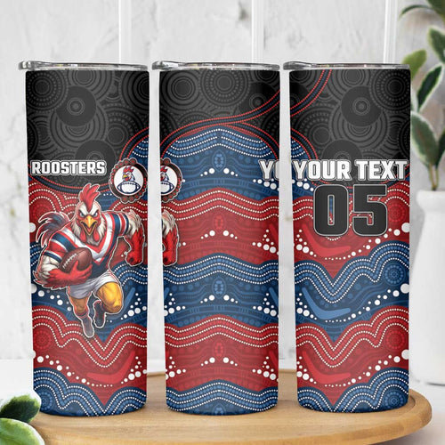 Custom Roosters Skinny Tumbler Chicken Mascot With Aboriginal Indigenous