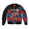 Custom Roosters Sleeve Zip Bomber Jacket Chicken Mascot With Aboriginal Indigenous