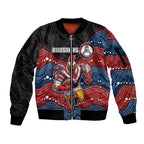 Custom Roosters Sleeve Zip Bomber Jacket Chicken Mascot With Aboriginal Indigenous