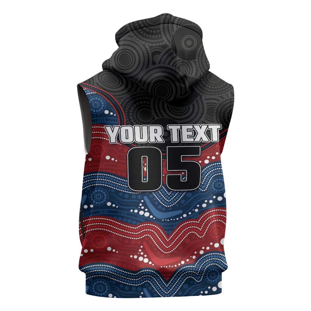 Custom Roosters Sleeveless Hoodie Chicken Mascot With Aboriginal Indigenous