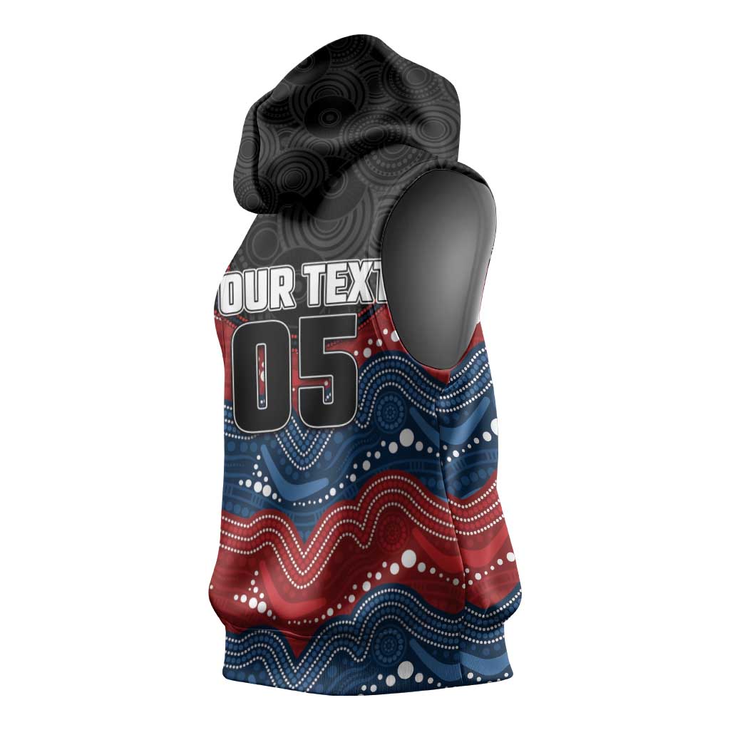 Custom Roosters Sleeveless Hoodie Chicken Mascot With Aboriginal Indigenous