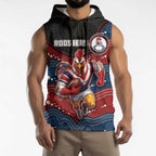 Custom Roosters Sleeveless Hoodie Chicken Mascot With Aboriginal Indigenous