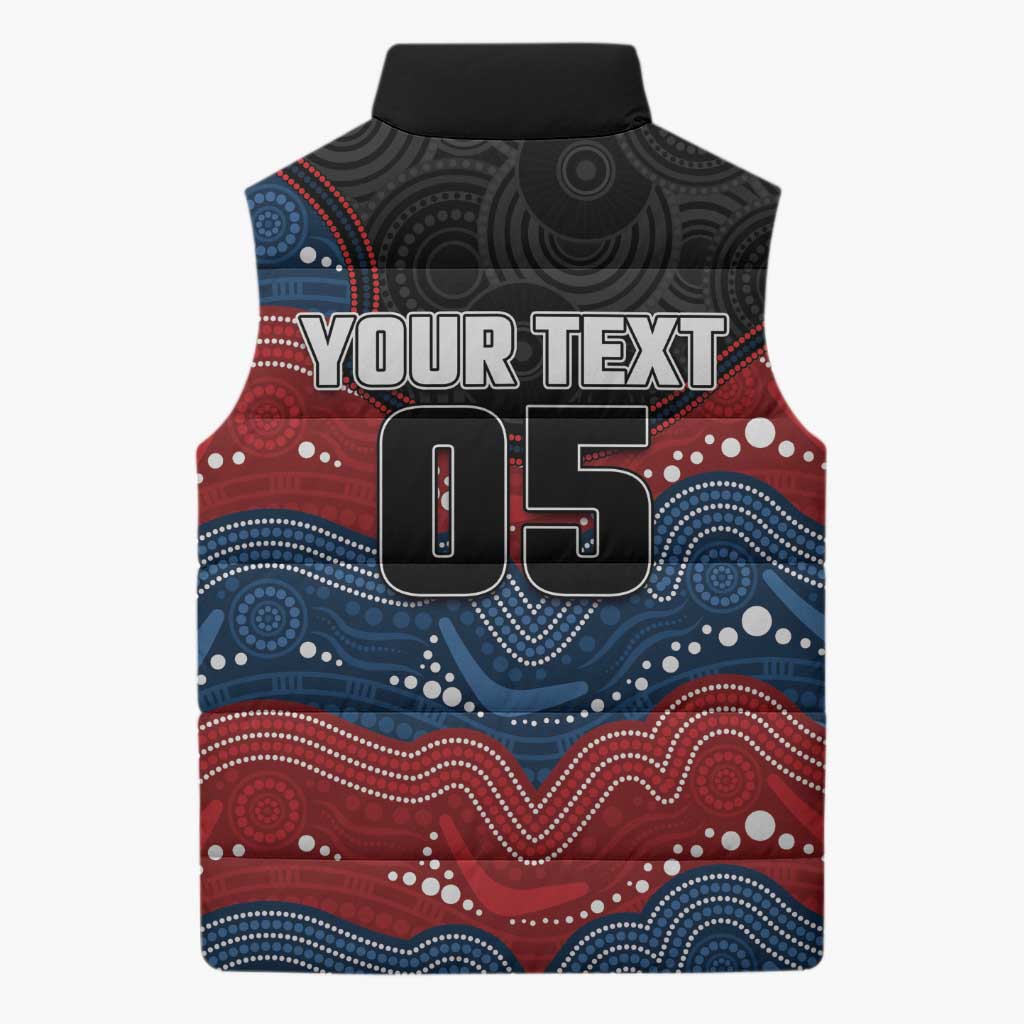 Custom Roosters Sleeveless Puffer Jacket Chicken Mascot With Aboriginal Indigenous