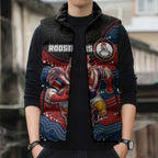 Custom Roosters Sleeveless Puffer Jacket Chicken Mascot With Aboriginal Indigenous