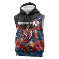 Custom Roosters Sleeveless Zip Hoodie Chicken Mascot With Aboriginal Indigenous