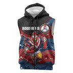 Custom Roosters Sleeveless Zip Hoodie Chicken Mascot With Aboriginal Indigenous