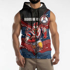 Custom Roosters Sleeveless Zip Hoodie Chicken Mascot With Aboriginal Indigenous