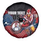 Custom Roosters Spare Tire Cover Chicken Mascot With Aboriginal Indigenous
