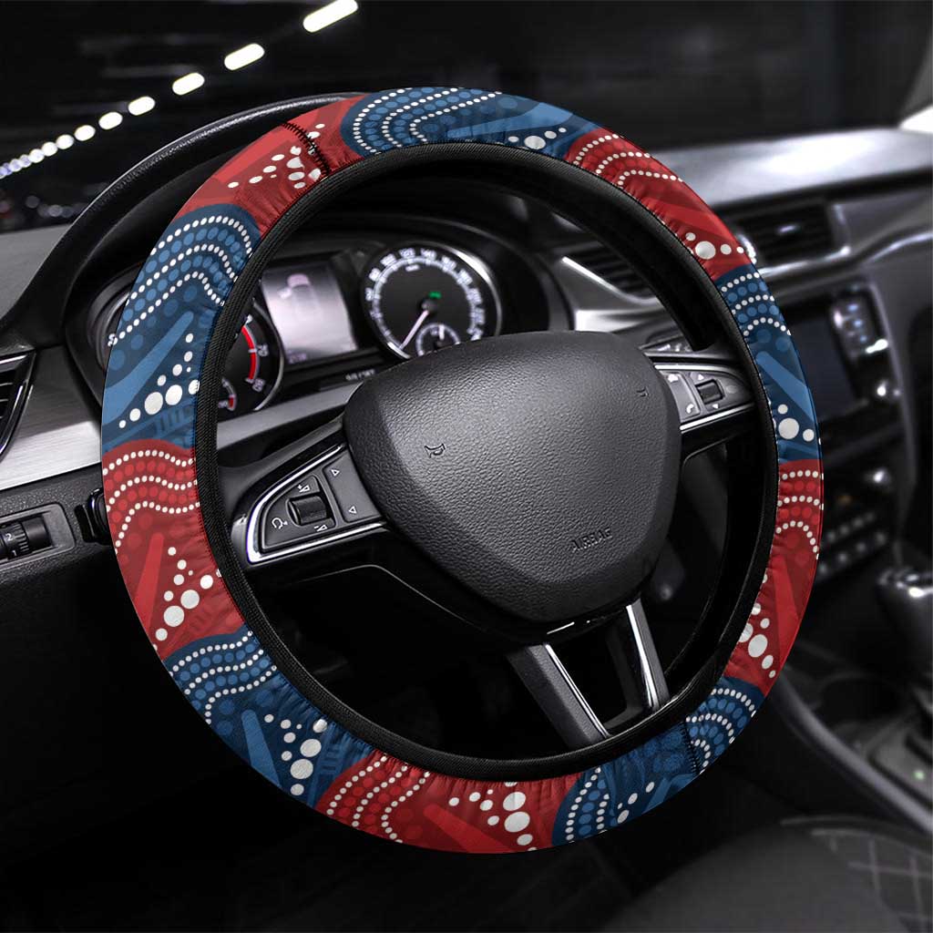 Roosters Steering Wheel Cover Chicken Mascot With Aboriginal Indigenous