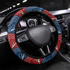 Roosters Steering Wheel Cover Chicken Mascot With Aboriginal Indigenous