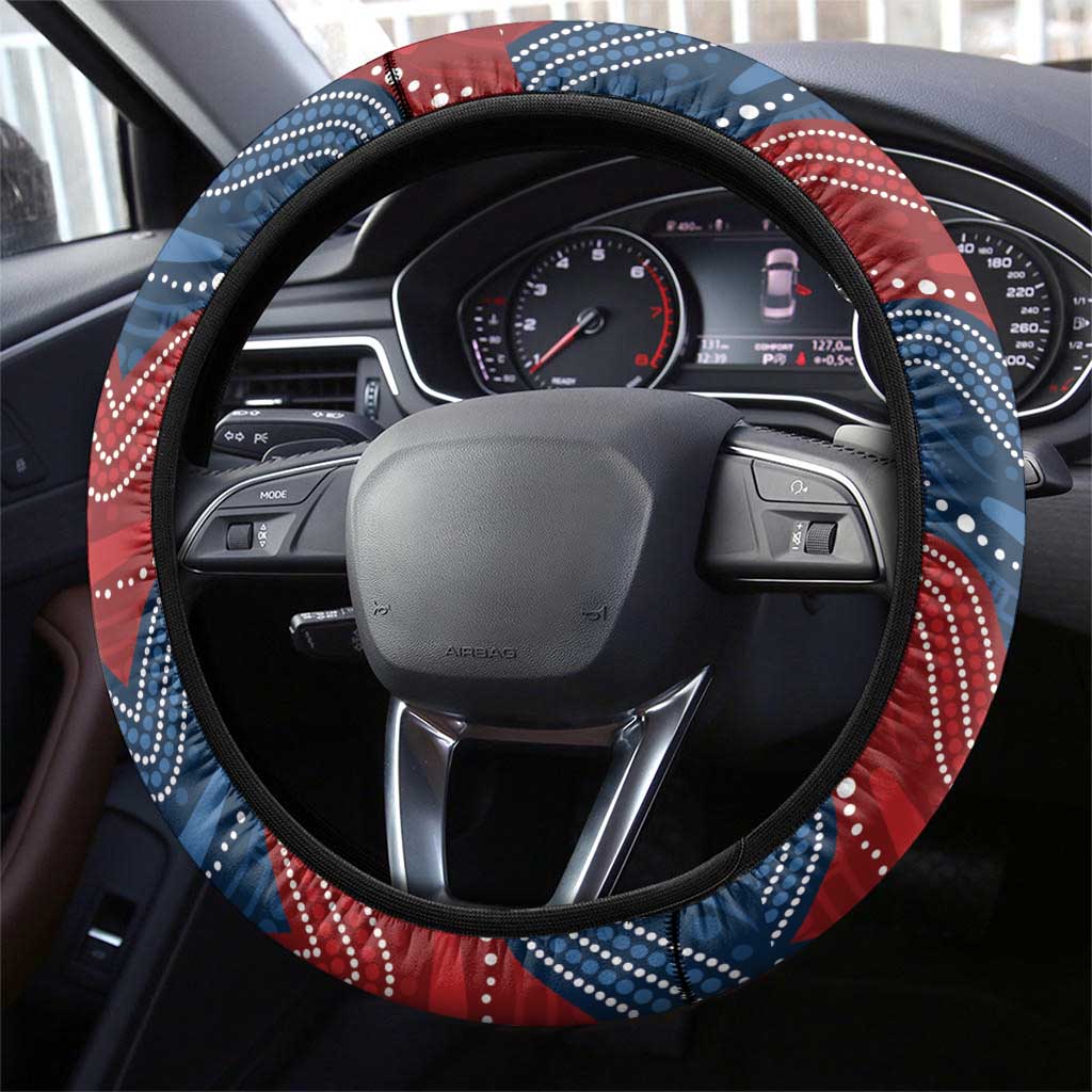 Roosters Steering Wheel Cover Chicken Mascot With Aboriginal Indigenous