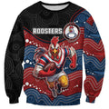 Custom Roosters Sweatshirt Chicken Mascot With Aboriginal Indigenous