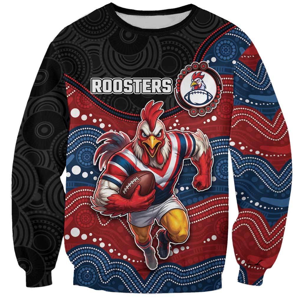 Custom Roosters Sweatshirt Chicken Mascot With Aboriginal Indigenous