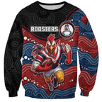 Custom Roosters Sweatshirt Chicken Mascot With Aboriginal Indigenous