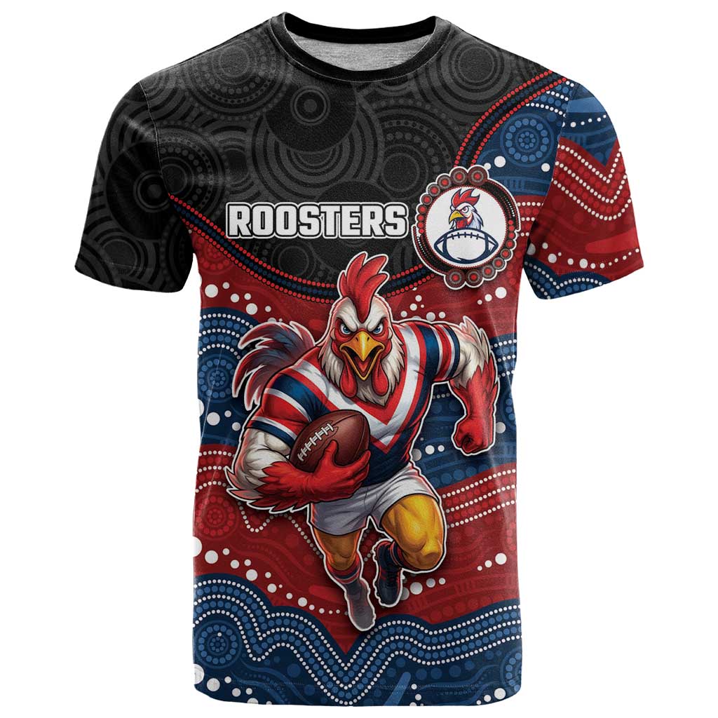 Custom Roosters T Shirt Chicken Mascot With Aboriginal Indigenous