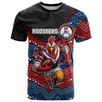 Custom Roosters T Shirt Chicken Mascot With Aboriginal Indigenous