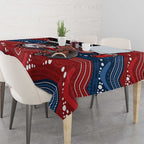 Custom Roosters Tablecloth Chicken Mascot With Aboriginal Indigenous