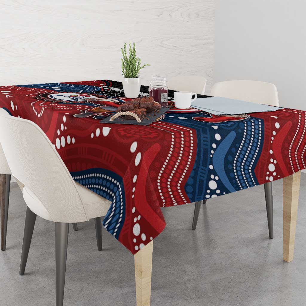 Custom Roosters Tablecloth Chicken Mascot With Aboriginal Indigenous