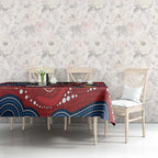 Custom Roosters Tablecloth Chicken Mascot With Aboriginal Indigenous
