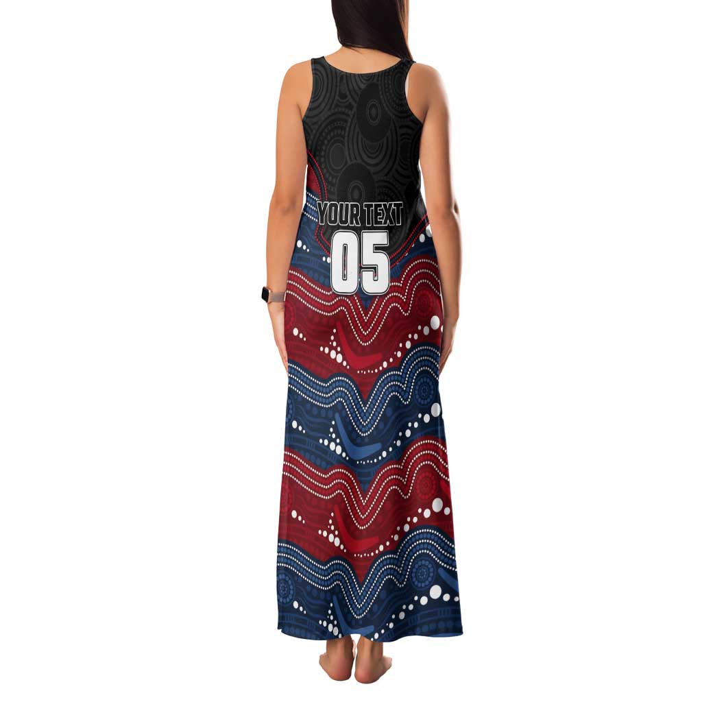 Custom Roosters Tank Maxi Dress Chicken Mascot With Aboriginal Indigenous