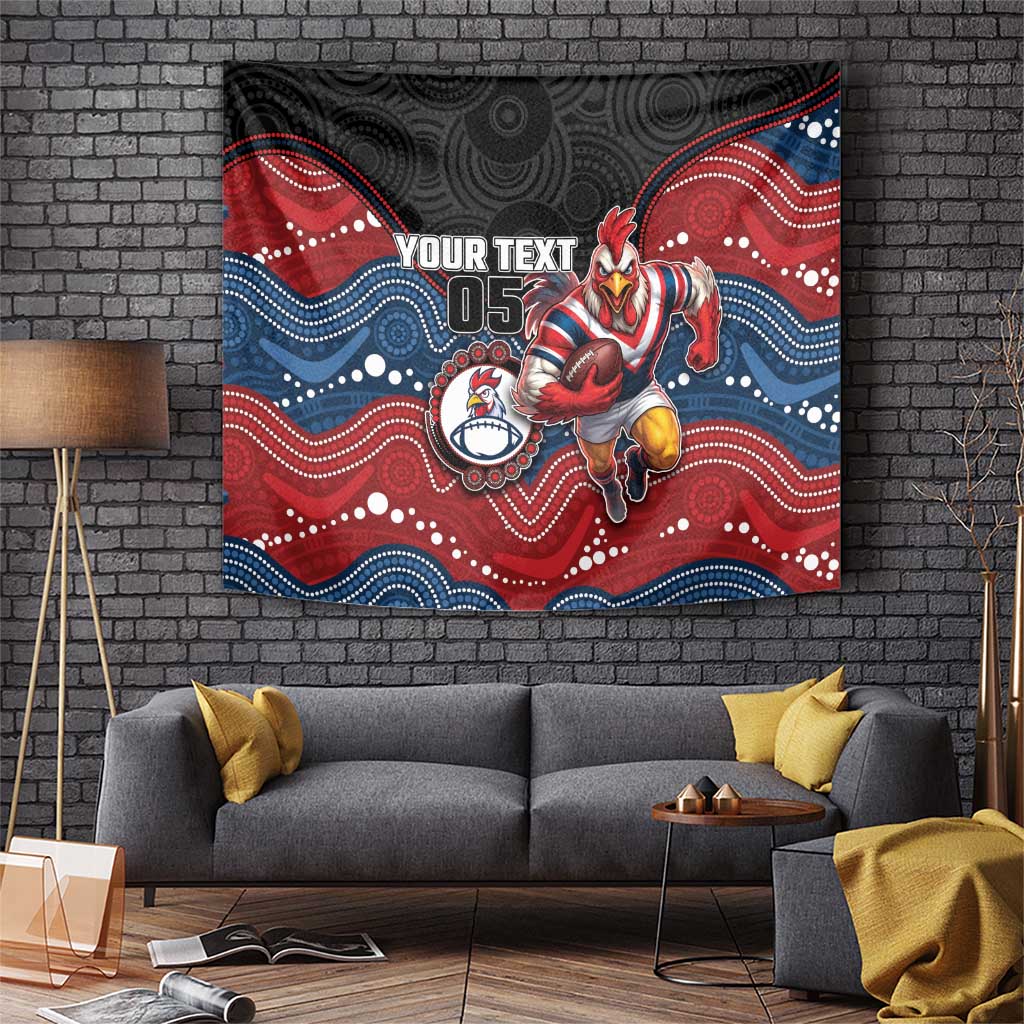 Custom Roosters Tapestry Chicken Mascot With Aboriginal Indigenous