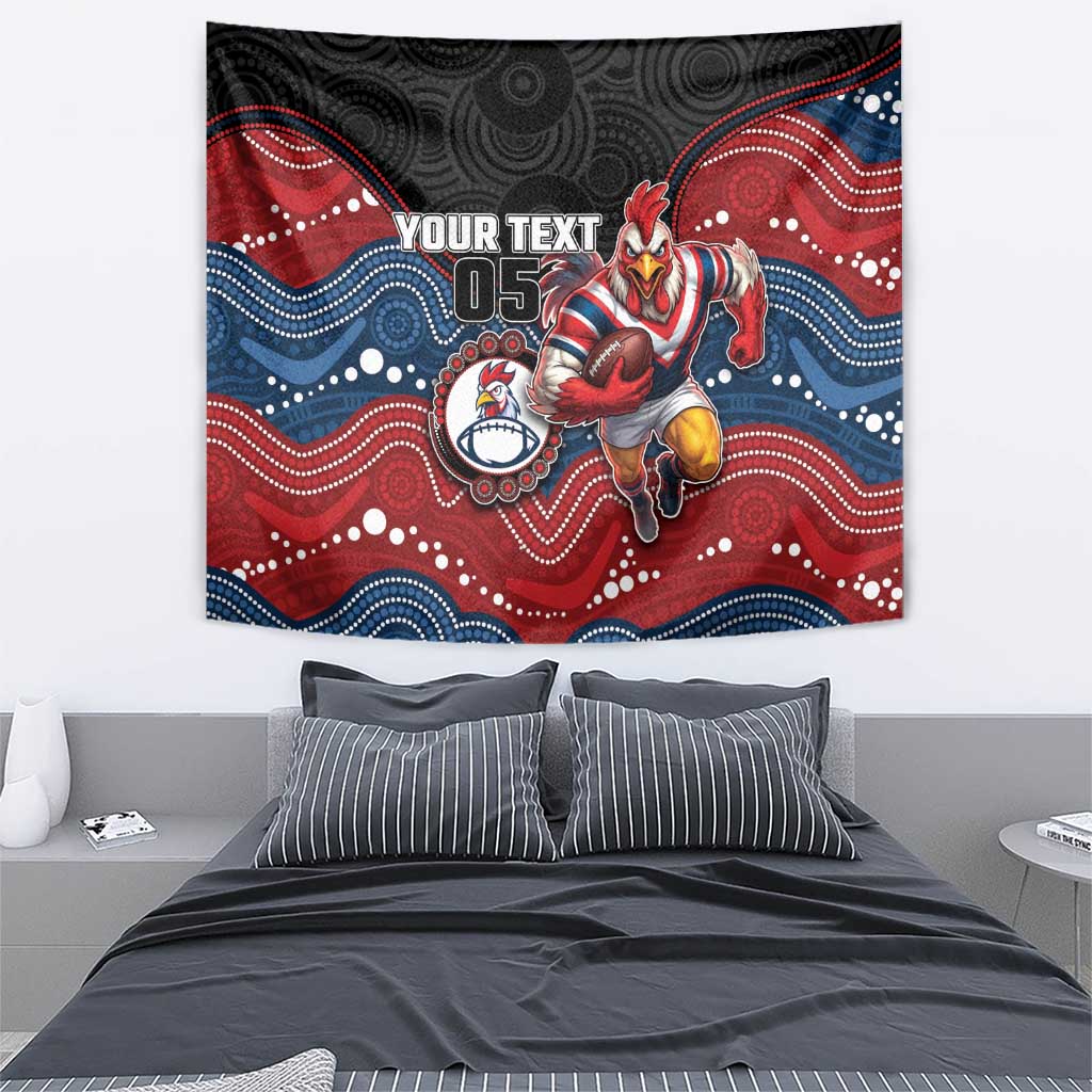 Custom Roosters Tapestry Chicken Mascot With Aboriginal Indigenous