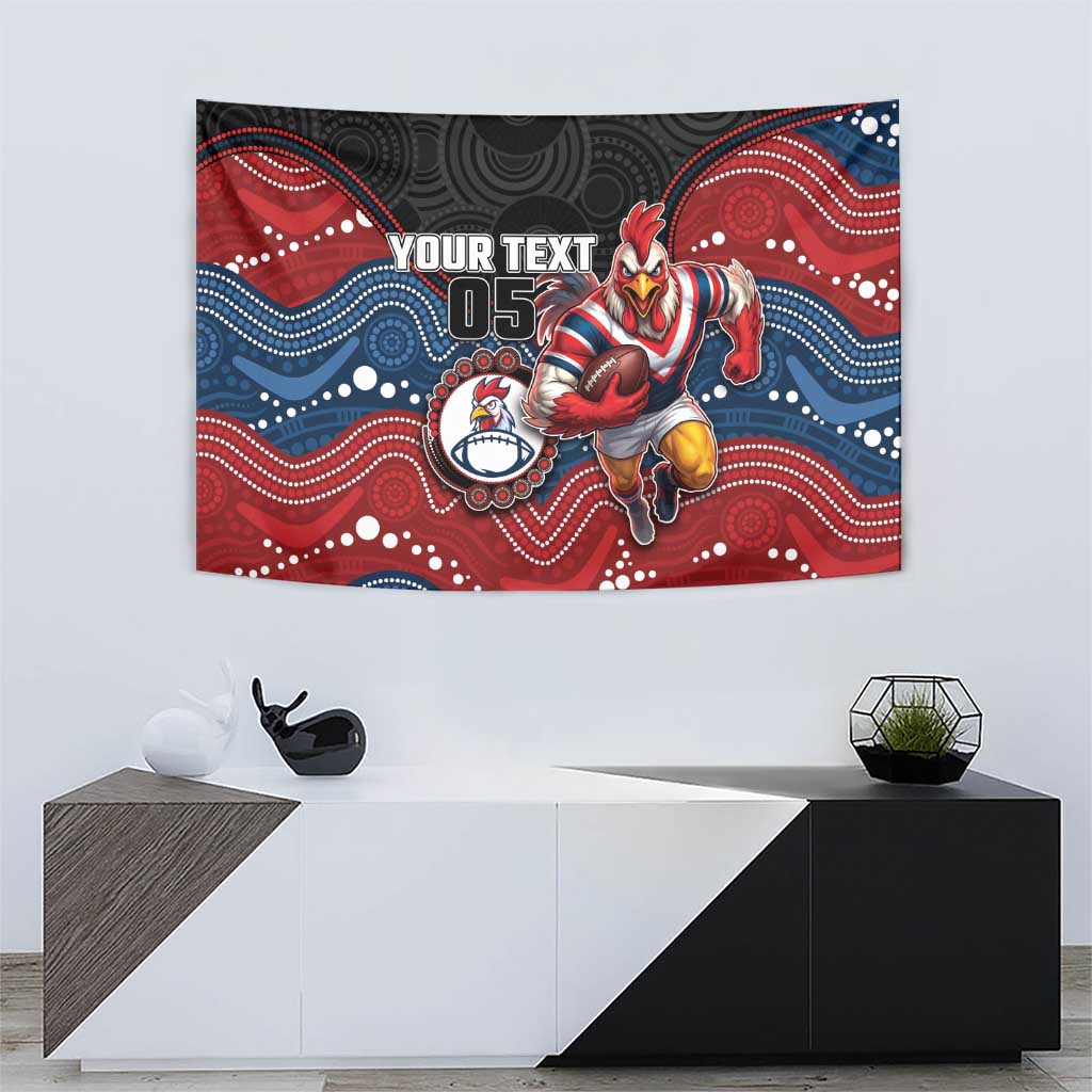 Custom Roosters Tapestry Chicken Mascot With Aboriginal Indigenous