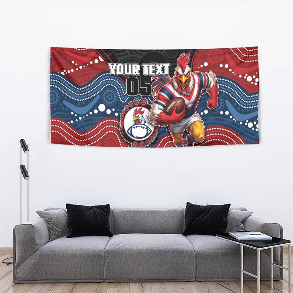 Custom Roosters Tapestry Chicken Mascot With Aboriginal Indigenous
