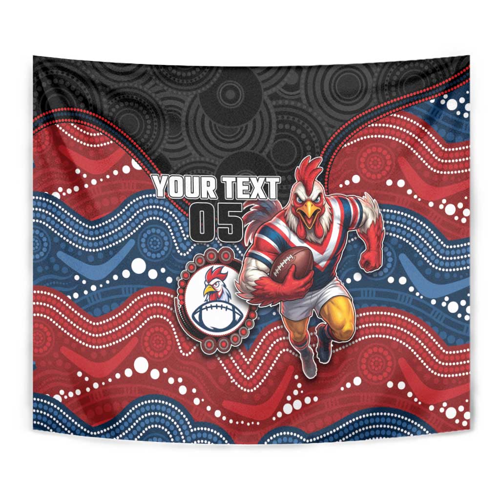 Custom Roosters Tapestry Chicken Mascot With Aboriginal Indigenous