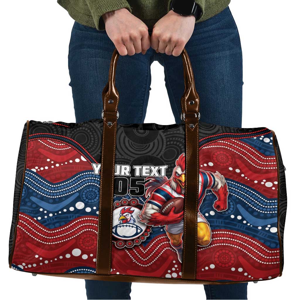Custom Roosters Travel Bag Chicken Mascot With Aboriginal Indigenous