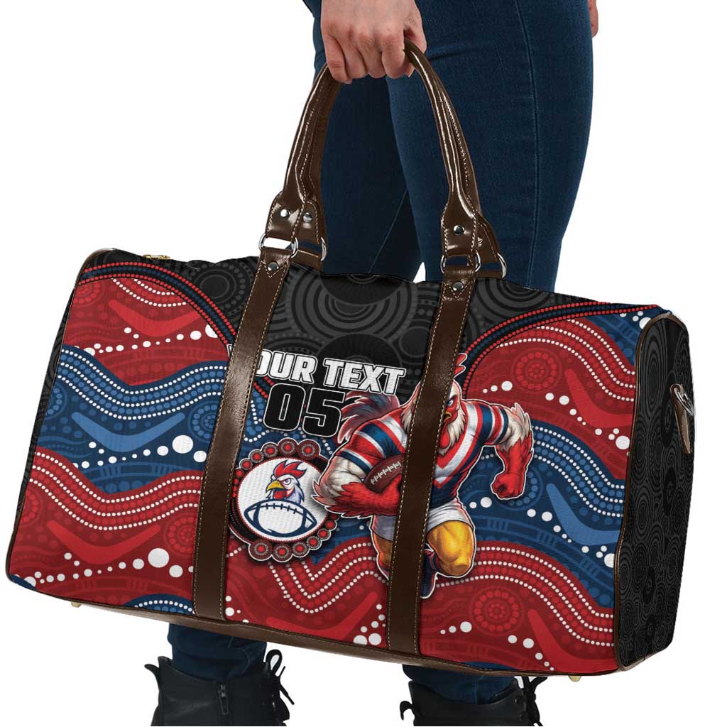 Custom Roosters Travel Bag Chicken Mascot With Aboriginal Indigenous