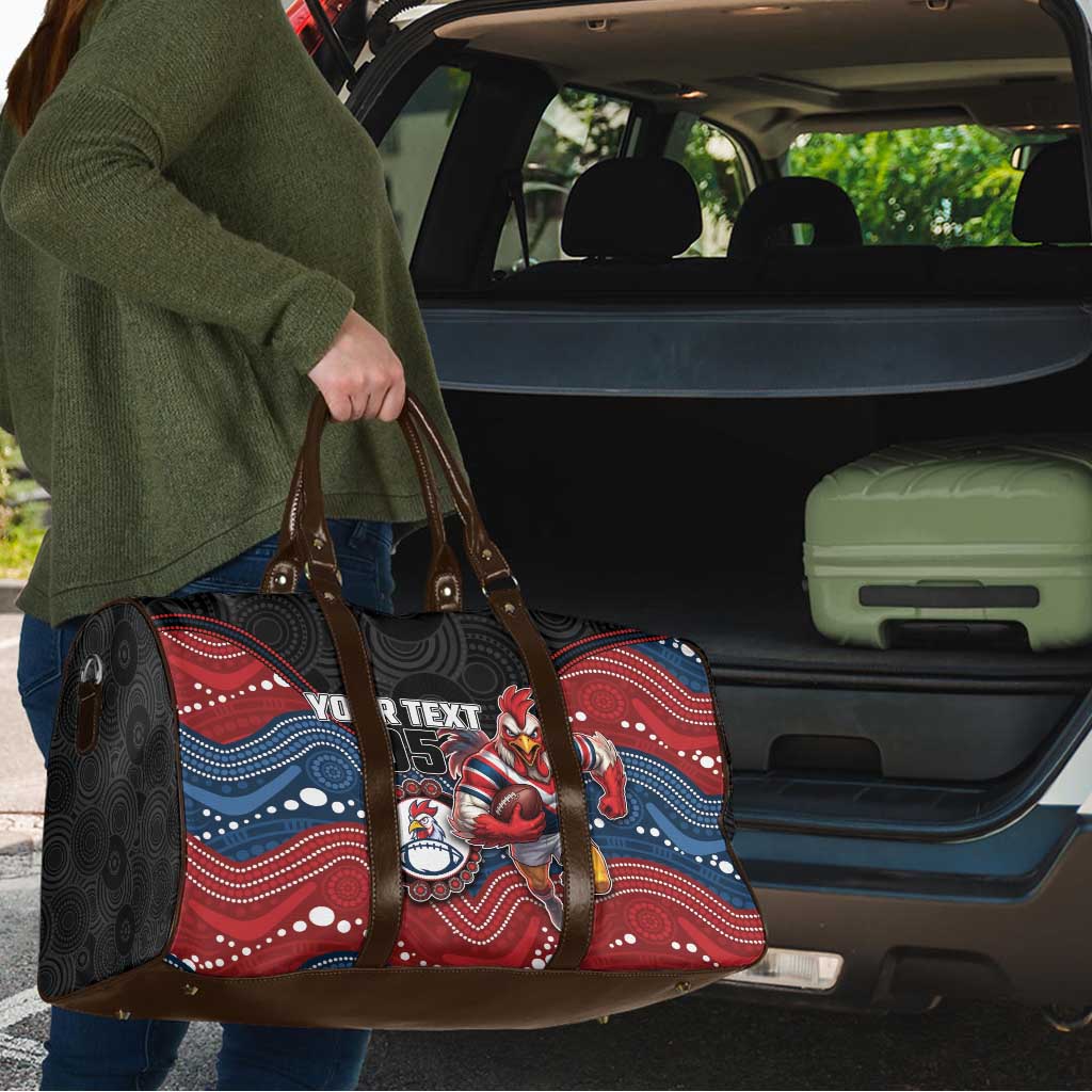 Custom Roosters Travel Bag Chicken Mascot With Aboriginal Indigenous