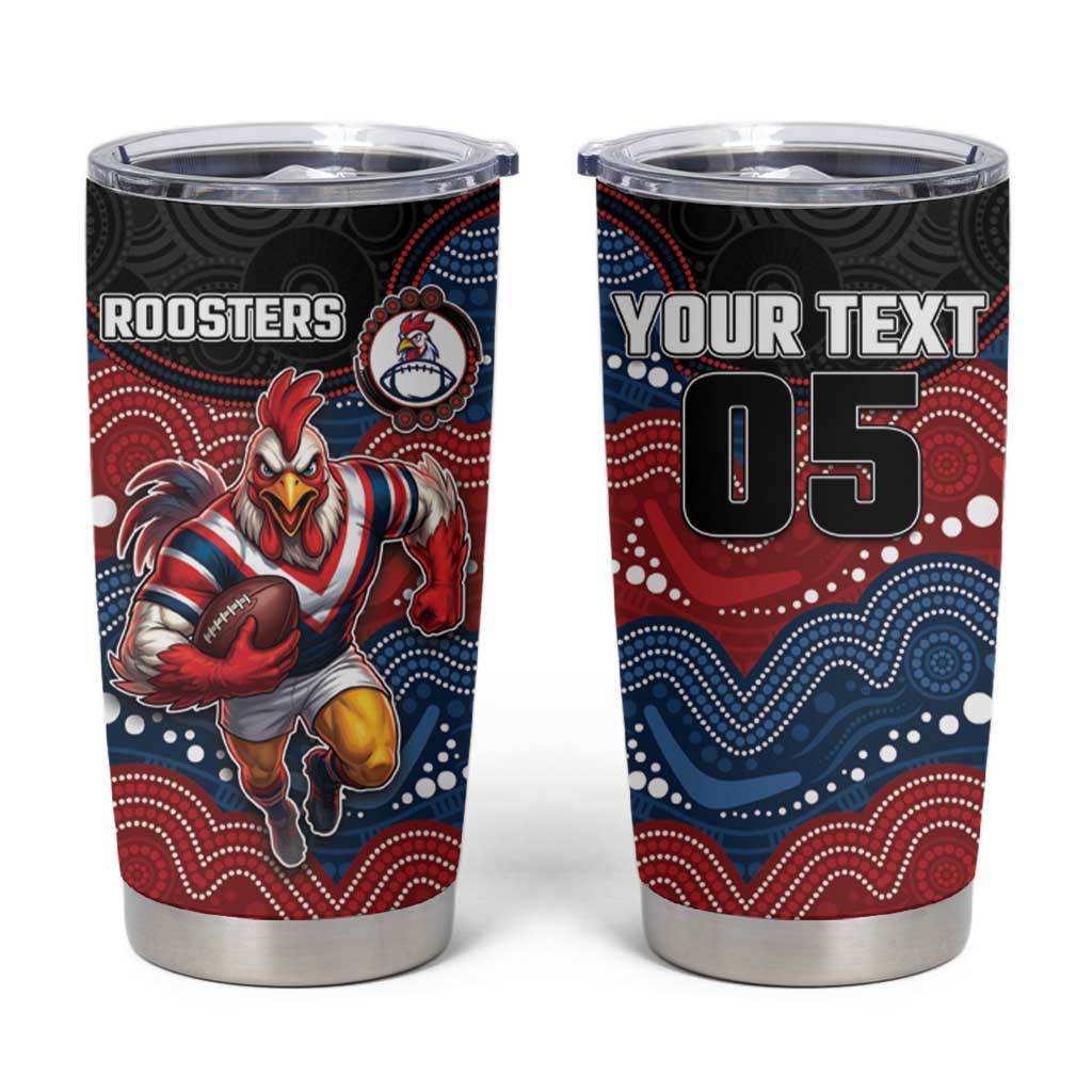 Custom Roosters Tumbler Cup Chicken Mascot With Aboriginal Indigenous