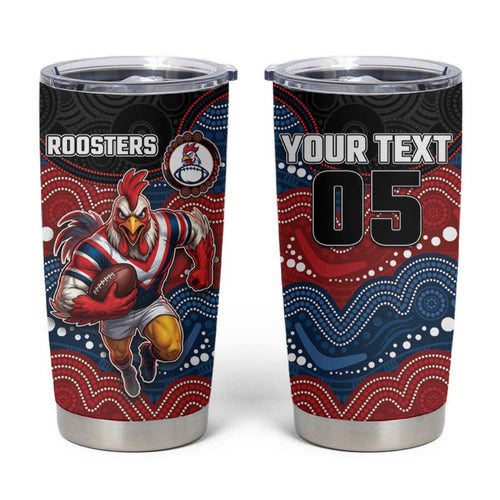 Custom Roosters Tumbler Cup Chicken Mascot With Aboriginal Indigenous