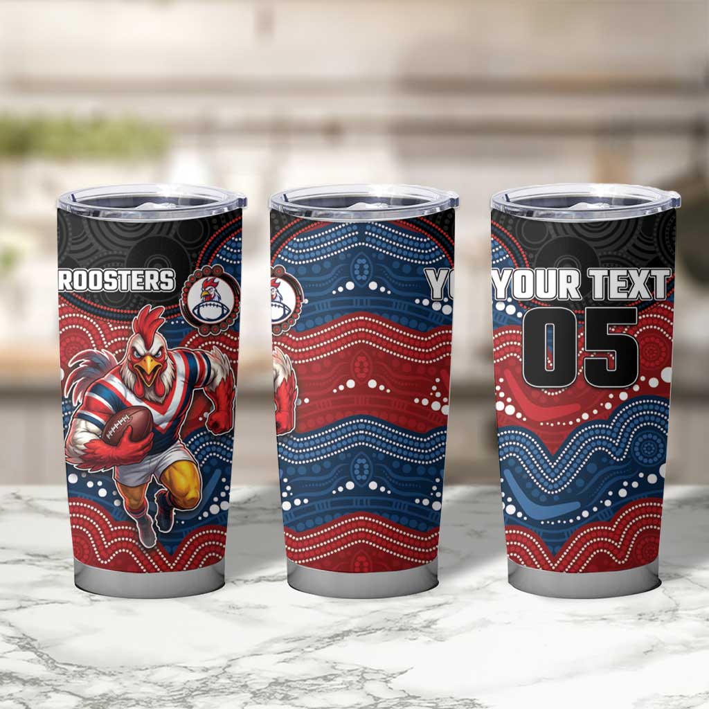 Custom Roosters Tumbler Cup Chicken Mascot With Aboriginal Indigenous