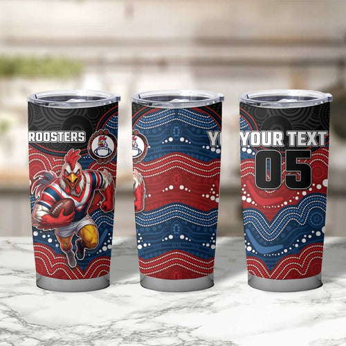 Custom Roosters Tumbler Cup Chicken Mascot With Aboriginal Indigenous