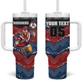 Custom Roosters Tumbler With Handle Chicken Mascot With Aboriginal Indigenous