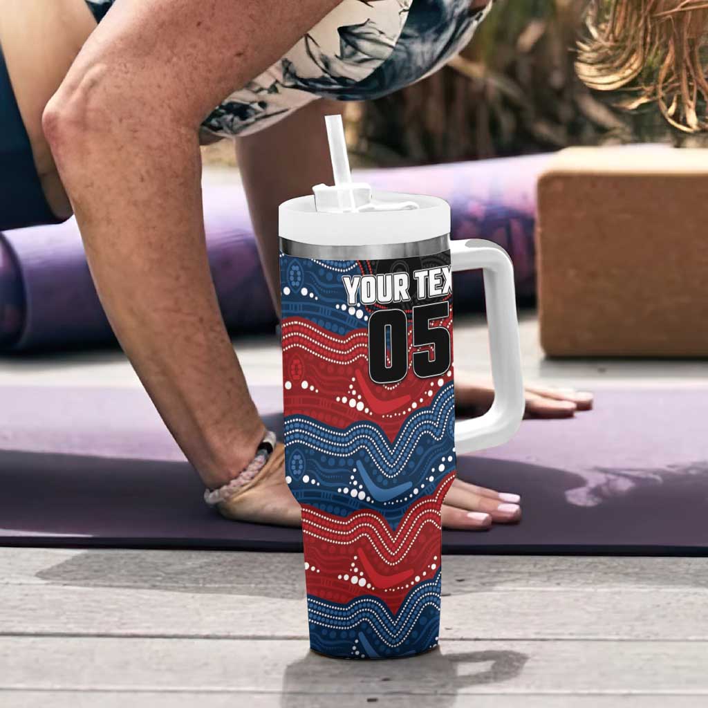 Custom Roosters Tumbler With Handle Chicken Mascot With Aboriginal Indigenous