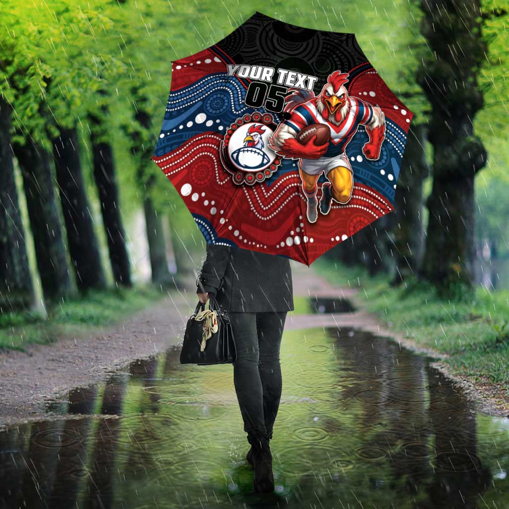 Custom Roosters Umbrella Chicken Mascot With Aboriginal Indigenous