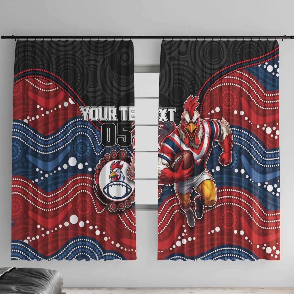 Custom Roosters Window Curtain Chicken Mascot With Aboriginal Indigenous