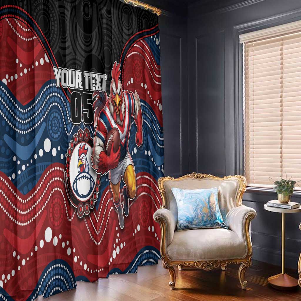 Custom Roosters Window Curtain Chicken Mascot With Aboriginal Indigenous