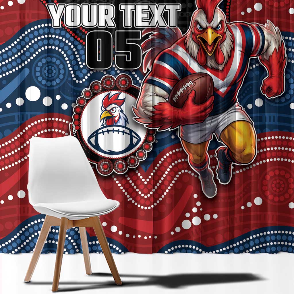 Custom Roosters Window Curtain Chicken Mascot With Aboriginal Indigenous