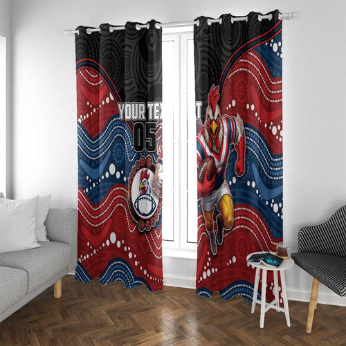Custom Roosters Window Curtain Chicken Mascot With Aboriginal Indigenous