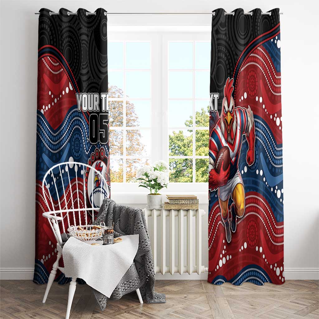 Custom Roosters Window Curtain Chicken Mascot With Aboriginal Indigenous