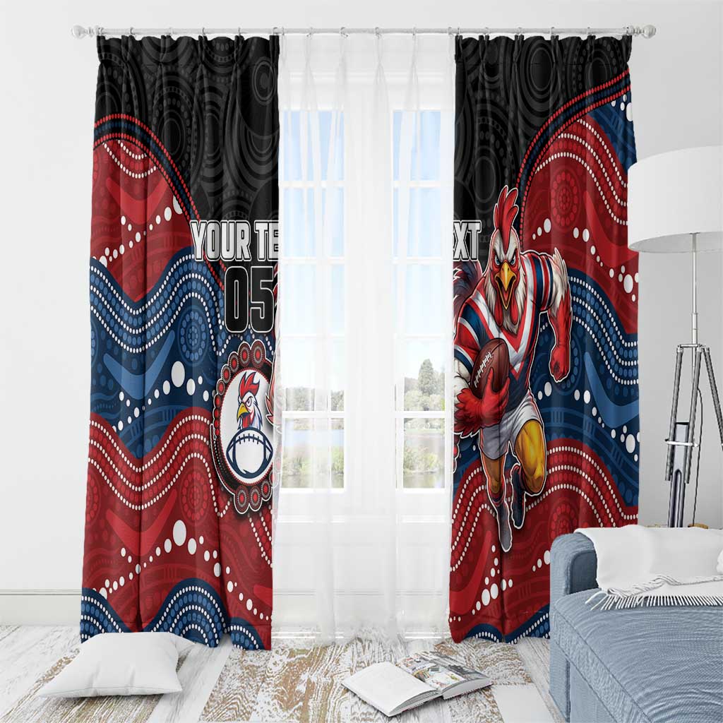 Custom Roosters Window Curtain Chicken Mascot With Aboriginal Indigenous