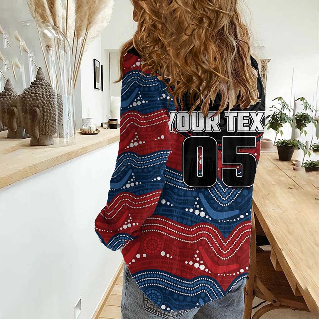 Custom Roosters Women Casual Shirt Chicken Mascot With Aboriginal Indigenous