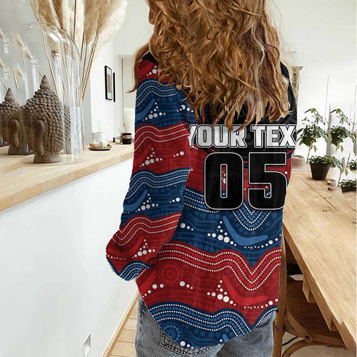 Custom Roosters Women Casual Shirt Chicken Mascot With Aboriginal Indigenous