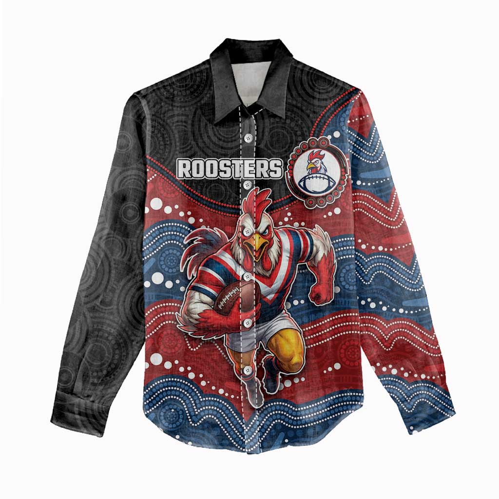 Custom Roosters Women Casual Shirt Chicken Mascot With Aboriginal Indigenous