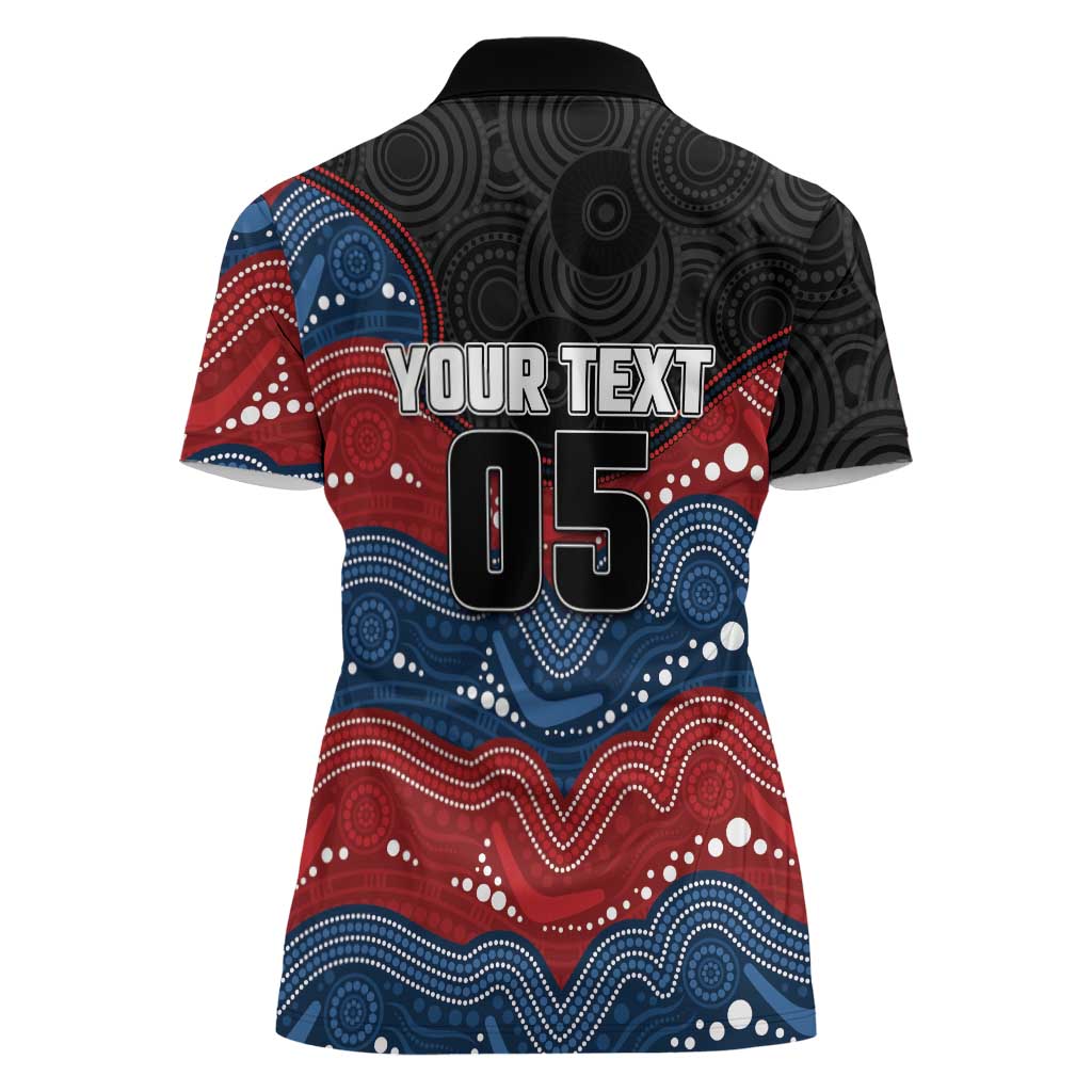 Custom Roosters Women Polo Shirt Chicken Mascot With Aboriginal Indigenous