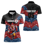Custom Roosters Women Polo Shirt Chicken Mascot With Aboriginal Indigenous